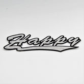 Black and White Shiny Patch "HAPPY" 17x6cm - ACCESSOIRES LEDUC